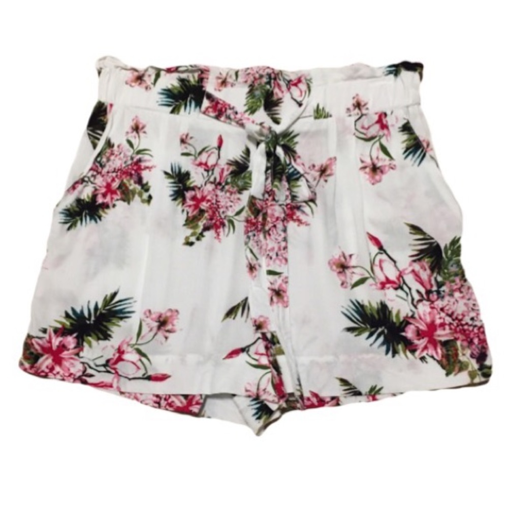 F21 Floral high waisted drawstring shorts small